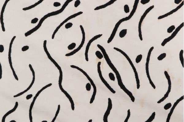 Scalamandre Abstract Embroidered Drapery Fabric in Black & White