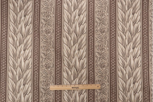 Grey Watkins Sweet Leilani Stripe Printed Drapery Fabric in Taupe for Scalamandre