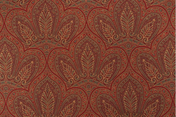 Grey Watkins Karachi Tapestry Upholstery Fabric in Rust/Green for Scalamandre