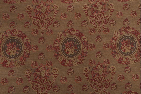 Scalamandre Floral Chenille Upholstery Fabric in Green/Red