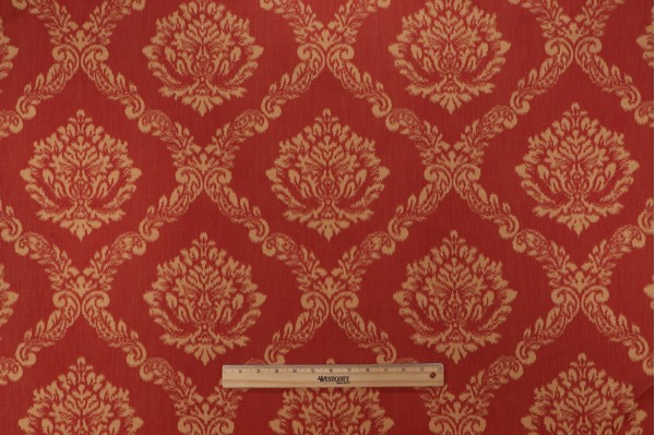 Grey Watkins Cortona Damask Woven Upholstery Fabric in Rust for Scalamandre