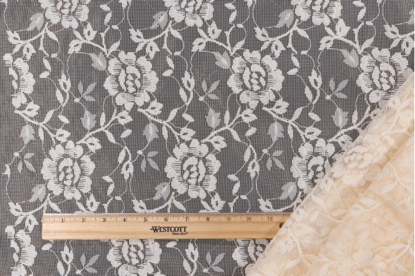 Scalamandre Floral Lace Sheer Drapery Fabric in Ivory