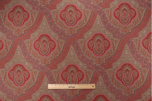 Fonthill Antonova Tapestry Upholstery Fabric in Red/Neutral for Scalamandre