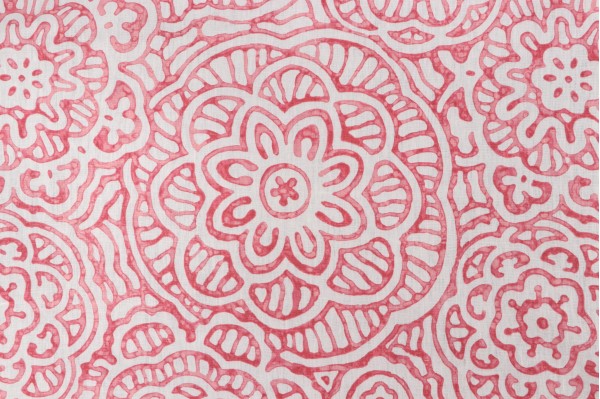 Fonthill Alan Printed Linen Drapery Fabric in Coral for Scalamandre