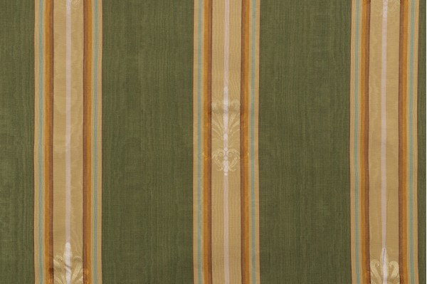 Scalamandre Moire Stripe Woven Drapery Fabric in Green/Multi