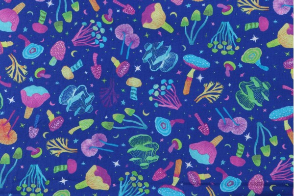 Sample of Subhashini Narayanan Garden Lights ANAD-22558-228 Printed Cotton Craft Fabric in Lapis for Robert Kaufman 