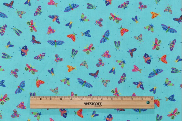 Sample of Subhashini Narayanan Garden Lights ANAD-22560-81 Printed Cotton Craft Fabric in Turquoise for Robert Kaufman 