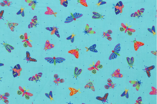 Sample of Subhashini Narayanan Garden Lights ANAD-22560-81 Printed Cotton Craft Fabric in Turquoise for Robert Kaufman 