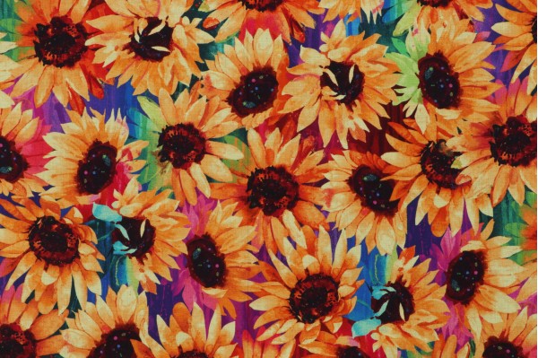 Chong-A Hwang Fabrics of SoHo Sundance - Packed Sunflowers Printed Cotton Craft Fabric in Multi for Timeless Treasures 