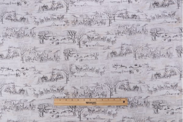 Tim Holtz Holidays Past - Winter Toile Printed Cotton Craft Fabric in Neutral for Free Spirit 