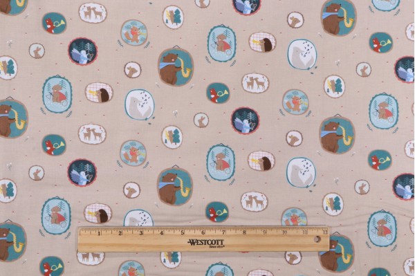 Sample of Dear Stella Forest Melody - Wall Of Frame Printed Cotton Craft Fabric in Praline 