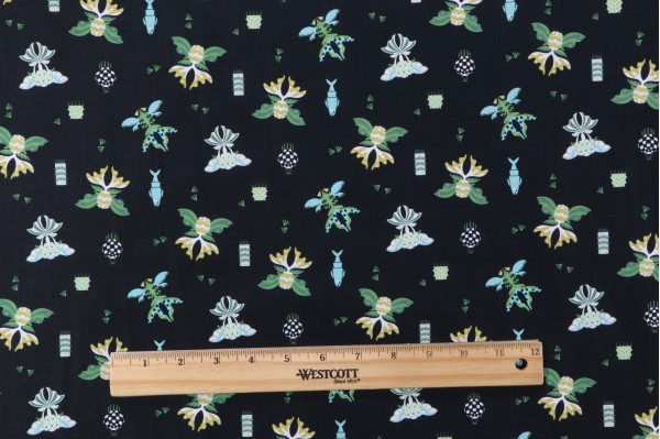 Faye Guanipa Take Me To Tokyo - Fish Printed Cotton Craft Fabric in Wren for Dear Stella 