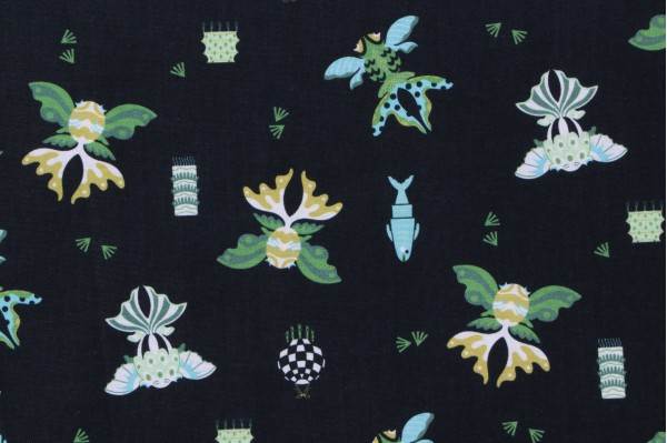 Faye Guanipa Take Me To Tokyo - Fish Printed Cotton Craft Fabric in Wren for Dear Stella 