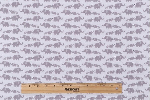 Dear Stella Grasslands - Elephantastic Printed Cotton Craft Fabric in White 