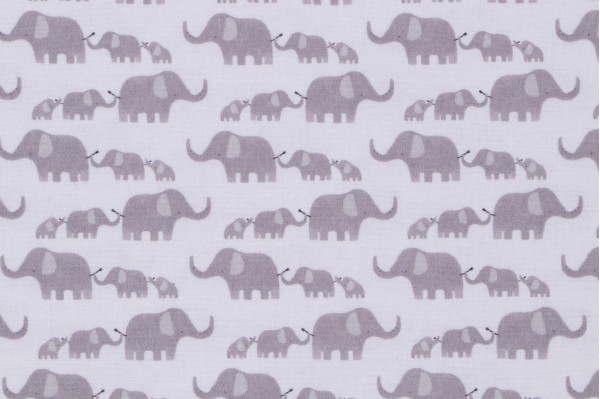 Dear Stella Grasslands - Elephantastic Printed Cotton Craft Fabric in White 