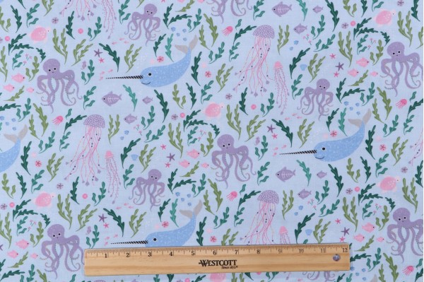 Dear Stella Alphabet Soup - Seas The Day Printed Cotton Craft Fabric in Canal 