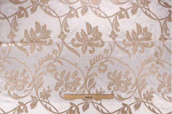 Kat Burki Notte Hand-Printed Velvet Upholstery Fabric in Cream for Scalamandre