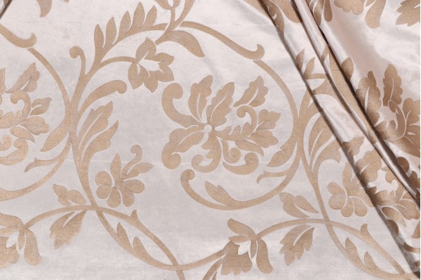 Kat Burki Notte Hand-Printed Velvet Upholstery Fabric in Cream for Scalamandre