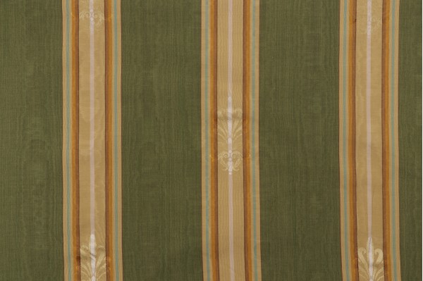 Scalamandre Moire Stripe Woven Drapery Fabric in Green/Multi