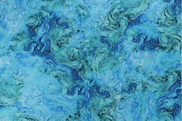 Fabrics of SoHo Electric - Abstract Marble Texture Printed Cotton Craft Fabric in Aqua for Timeless Treasures 