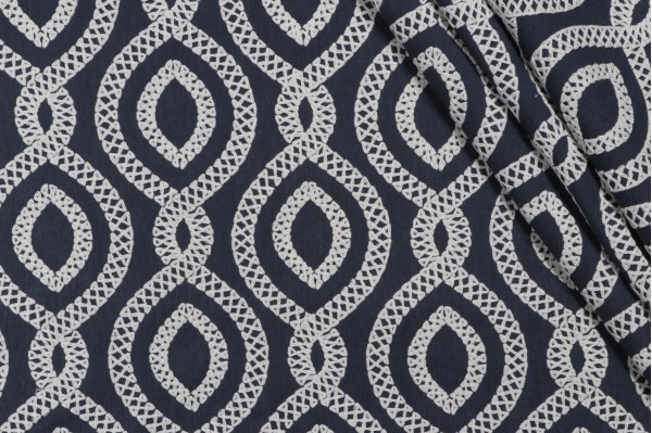 Click for PK Lifestyles Pavilion Embroidered Drapery Fabric in Indigo  PK Lifestyles Pavilion Embroidered Drapery Fabric in Indigo