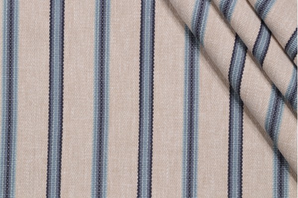 Villa D Ascoli Jodhpur Stripe Woven Upholstery Fabric in Porcelain 