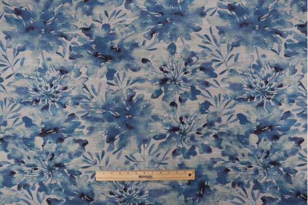PK Lifestyles Spellbound Printed Cotton Blend Drapery Fabric in Blue Mood 