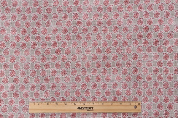 Villa D Ascoli Henna Printed Cotton Blend Drapery Fabric in Ruby 