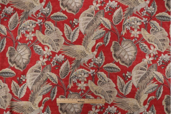 PK Lifestyles Wren Printed Cotton Blend Drapery Fabric in Poppy 