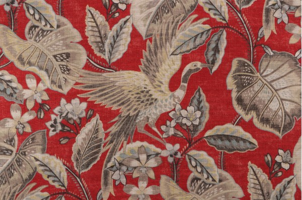 PK Lifestyles Wren Printed Cotton Blend Drapery Fabric in Poppy 
