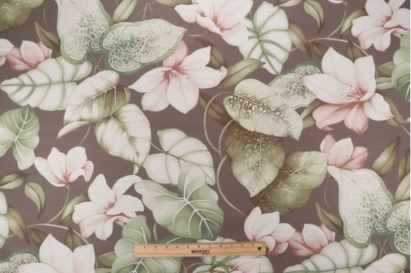Sample of Tommy Bahama Windemere Garden Printed Cotton Drapery Fabric in Mocha 