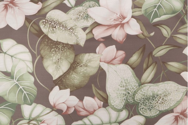 Sample of Tommy Bahama Windemere Garden Printed Cotton Drapery Fabric in Mocha 