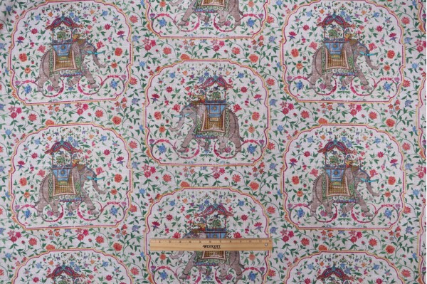 Sample of Villa D&#39;Ascoli Tusk Printed Linen Blend Drapery Fabric in Gem 