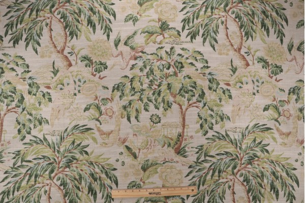 Sample of PK Lifestyles Forest & The Tree Printed Cotton Blend Drapery Fabric in Willow 