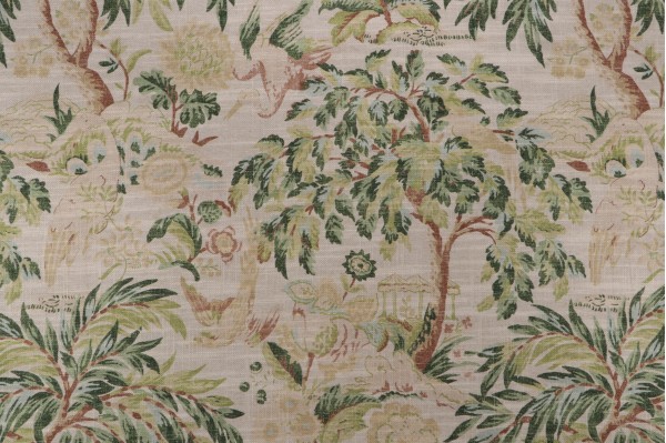 Sample of PK Lifestyles Forest & The Tree Printed Cotton Blend Drapery Fabric in Willow 
