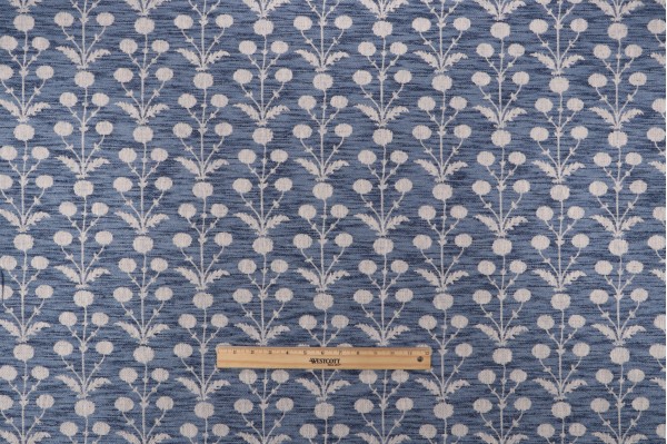 Villa D Ascoli Mughal Blooms Woven Upholstery Fabric in Indigo 