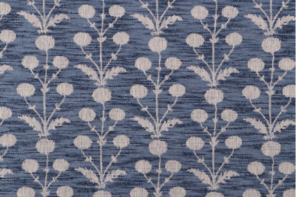 Villa D Ascoli Mughal Blooms Woven Upholstery Fabric in Indigo 