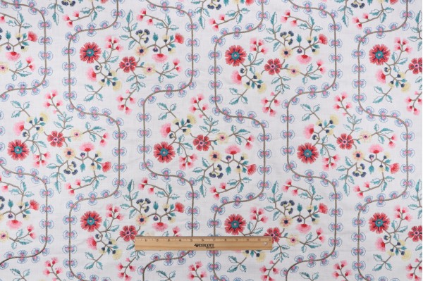 PK Lifestyles Flower Shower Embroidered Drapery Fabric in Bountiful 