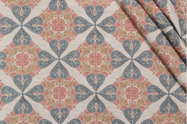 Villa D Ascoli Oasis Embroidered Drapery Fabric in Indienne 