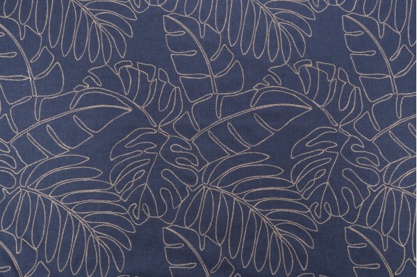 Click for Tommy Bahama Monstera Embroidered Drapery Fabric in Indigo  Tommy Bahama Monstera Embroidered Drapery Fabric in Indigo