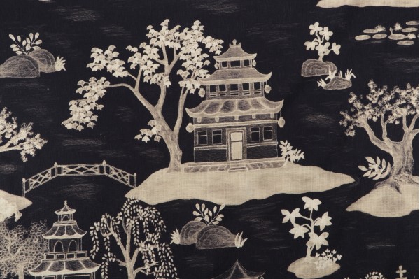 Hamilton Minato Printed Cotton Drapery Fabric in Beluga 