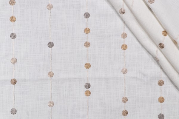 Amistoso Embroidered Drapery Fabric in Natural
