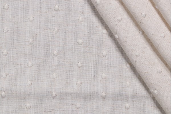Suisse Embroidered Drapery Fabric in Vanilla