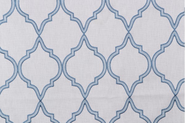 1 Yard Barnes Embroidered Drapery Fabric in Chambray