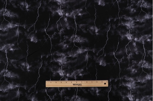 Fabrics Of SoHo Lightning Storm on Dark Sky Printed Cotton Craft Fabric in Night for Timeless Treasures