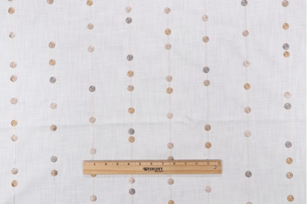 Amistoso Embroidered Drapery Fabric in Natural