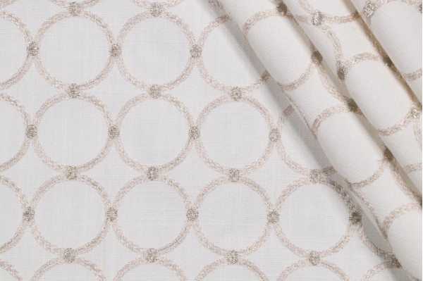 PK Lifestyles Ringtone Embroidered Drapery Fabric in Quartz