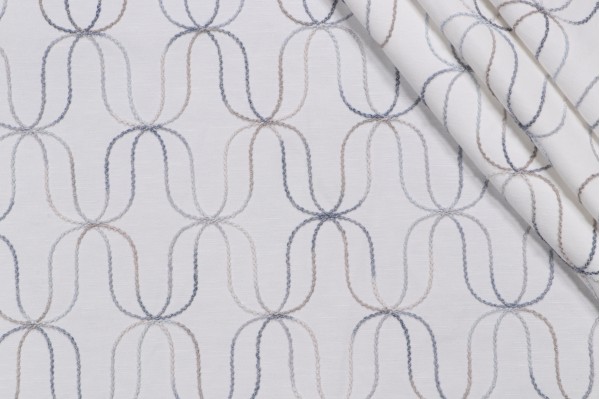Novogratz Acoustic Embroidered Drapery Fabric in Indigo
