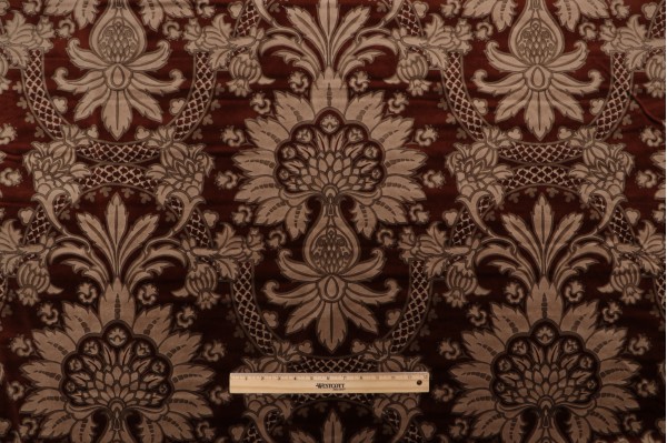 Old World Weavers Borghese Printed Cotton Velvet Decorator Fabric in Chocolate/Taupe for Scalamandre