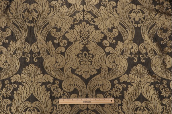 Old World Weavers Backed Damask Upholstery Fabric in Black/Gold for Scalamandre